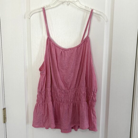 Old Navy Sleeveless Linen Blend Smocked Tank Top Sparkle Berry Pink Size XL NEW - Picture 4 of 6